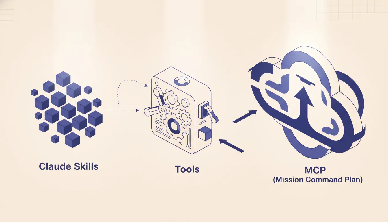 Branded operations map for Claude Skills vs Tools vs MCP, Which Abstraction to Reach For