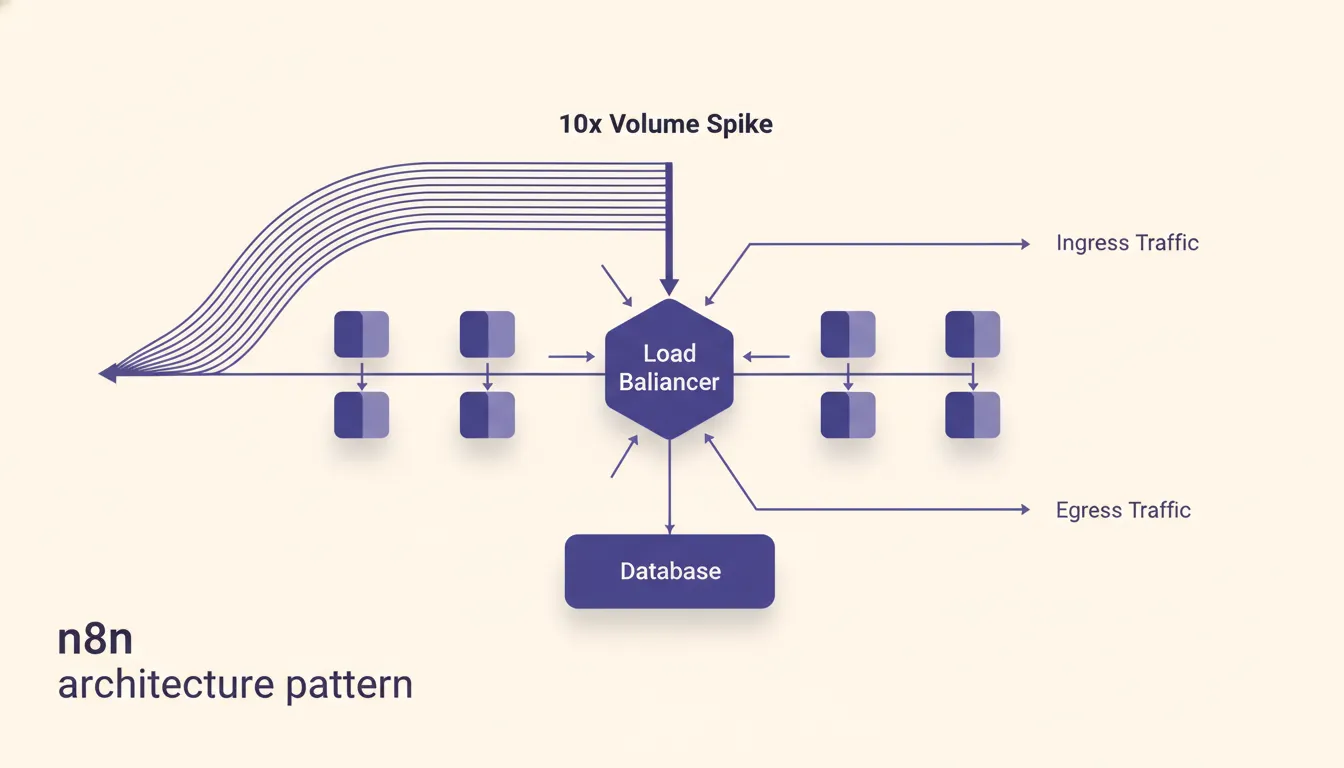 Branded operations map for The n8n Architecture Pattern That Survives a 10x Volume Spike